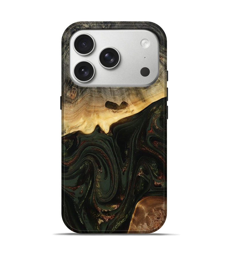 iPhone 17 Pro Wood Live Edge Phone Case - Zaniyah (Green, 808658)