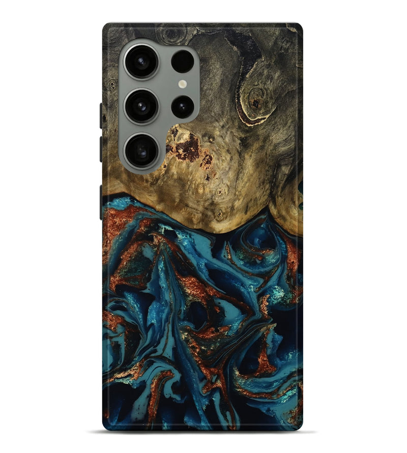 Galaxy S24 Ultra Wood Live Edge Phone Case - Giles (Teal & Gold, 808659)