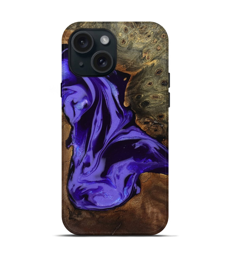 iPhone 15 Wood Live Edge Phone Case - Adell (Purple, 808660)
