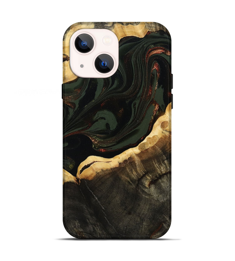 iPhone 13 Wood Live Edge Phone Case - Lessie (Green, 808661)