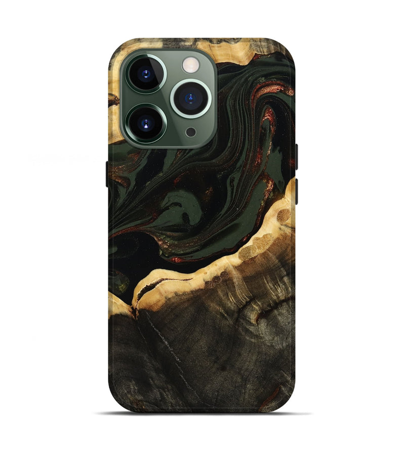 iPhone 13 Pro Wood Live Edge Phone Case - Lessie (Green, 808661)