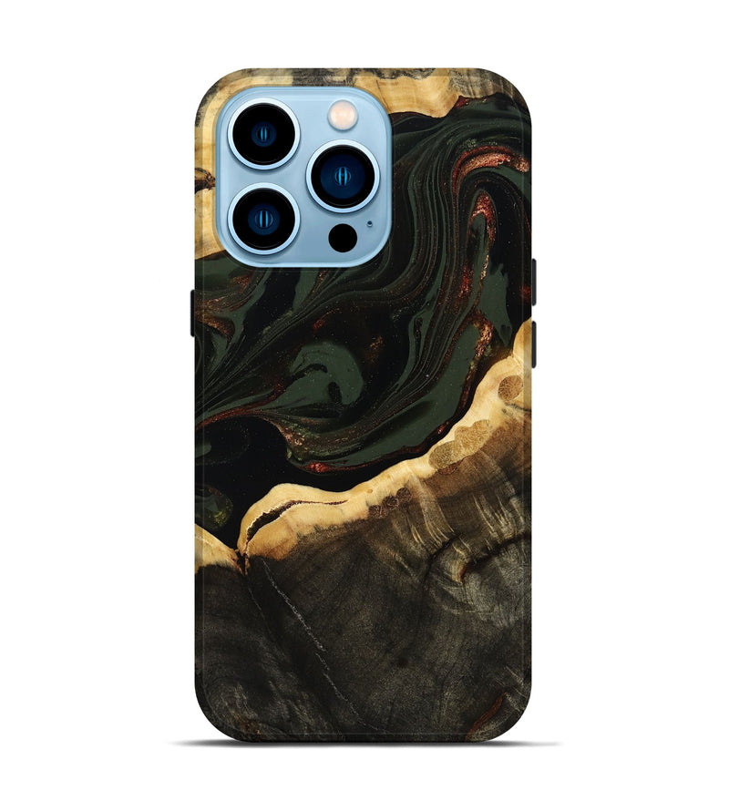 iPhone 14 Pro Wood Live Edge Phone Case - Lessie (Green, 808661)