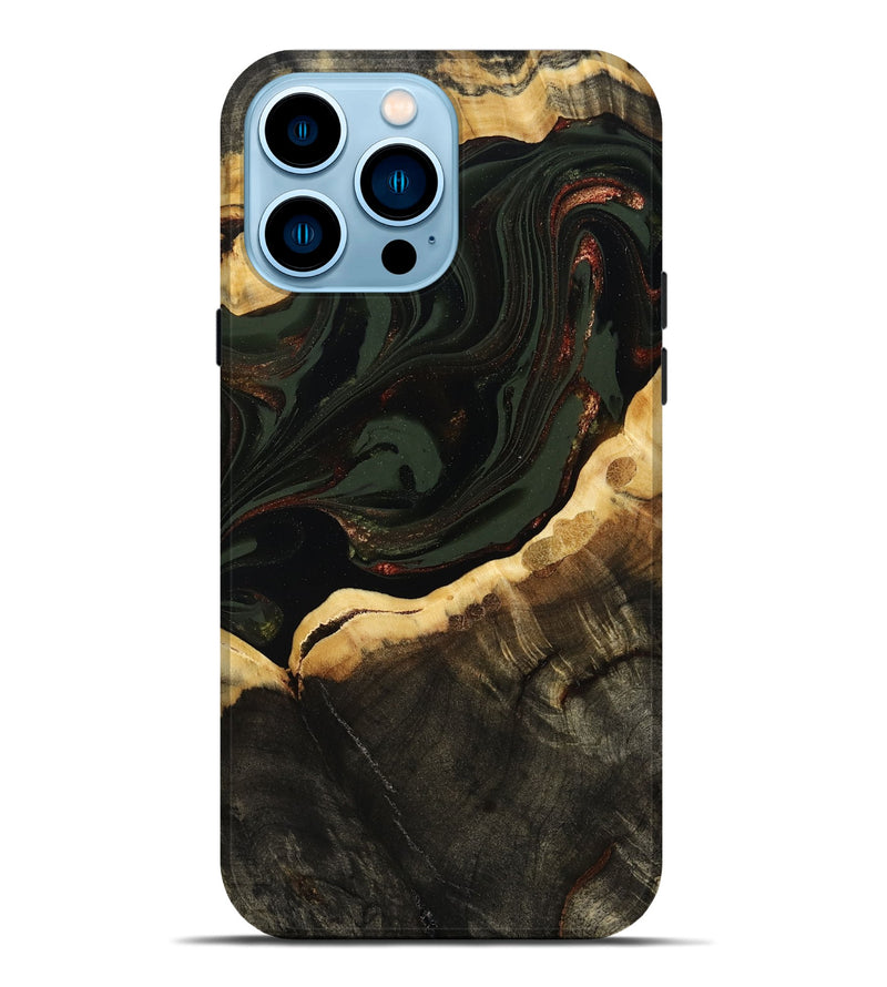 iPhone 14 Pro Max Wood Live Edge Phone Case - Lessie (Green, 808661)
