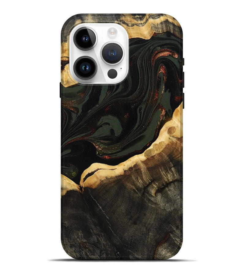 iPhone 15 Pro Max Wood Live Edge Phone Case - Lessie (Green, 808661)