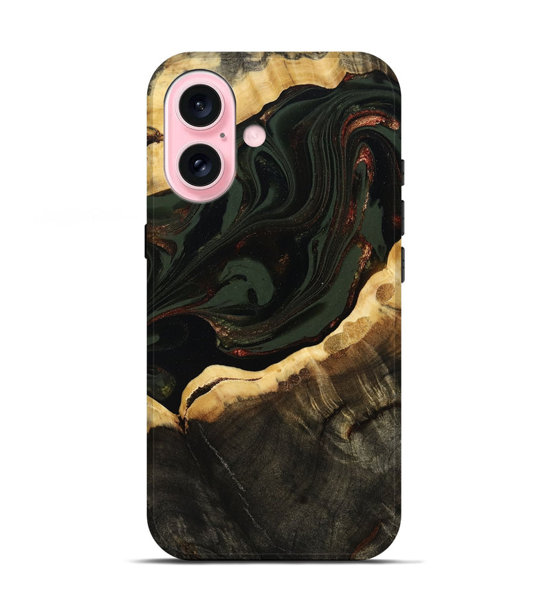 iPhone 17 Wood Live Edge Phone Case - Lessie (Green, 808661)