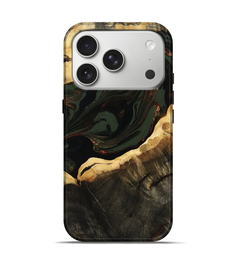 iPhone 17 Pro Wood Live Edge Phone Case - Lessie (Green, 808661)