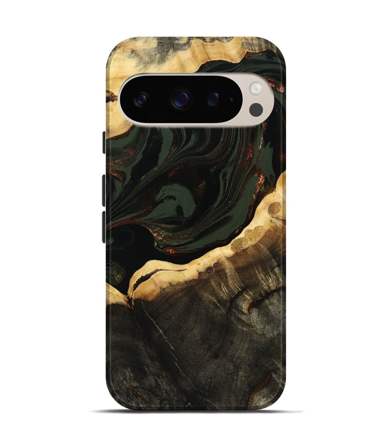 Pixel 9 Pro Wood Live Edge Phone Case - Lessie (Green, 808661)