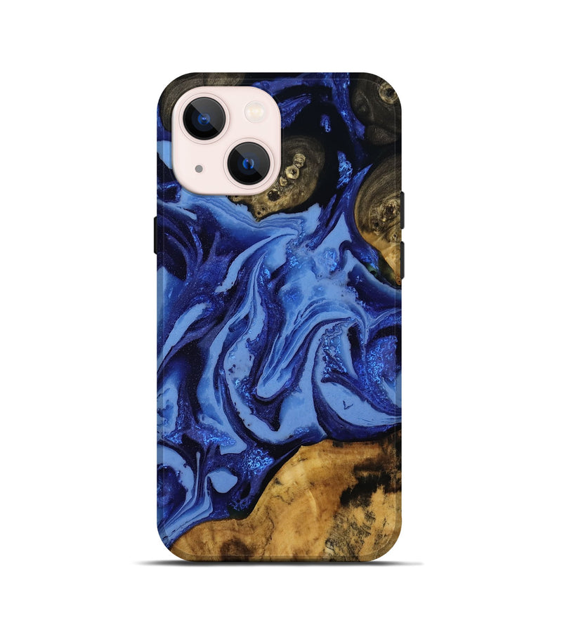 iPhone 13 mini Wood Live Edge Phone Case - Alyvia (Blue, 808662)