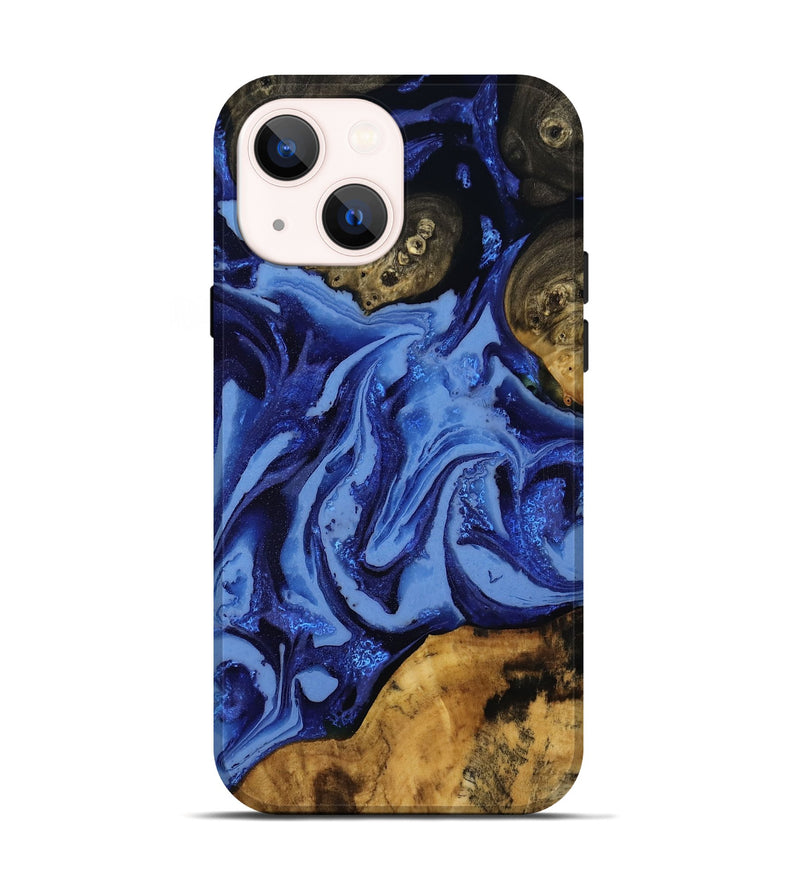 iPhone 14 Wood Live Edge Phone Case - Alyvia (Blue, 808662)