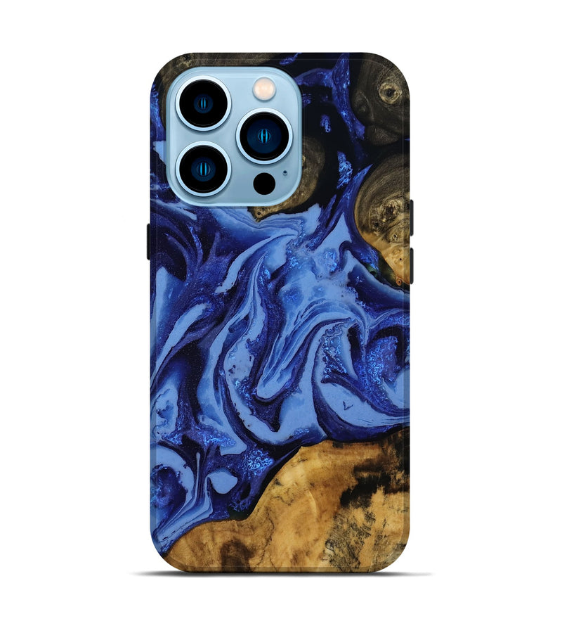 iPhone 14 Pro Wood Live Edge Phone Case - Alyvia (Blue, 808662)