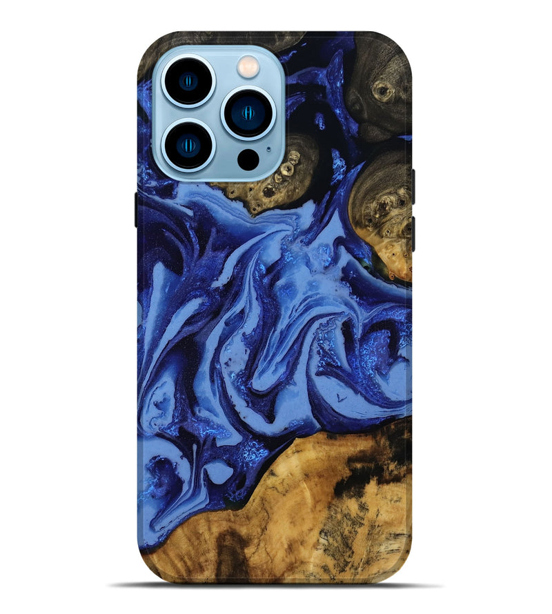 iPhone 14 Pro Max Wood Live Edge Phone Case - Alyvia (Blue, 808662)