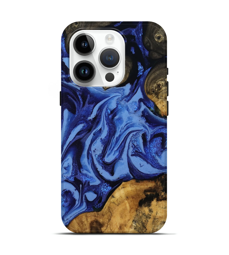 iPhone 15 Pro Wood Live Edge Phone Case - Alyvia (Blue, 808662)