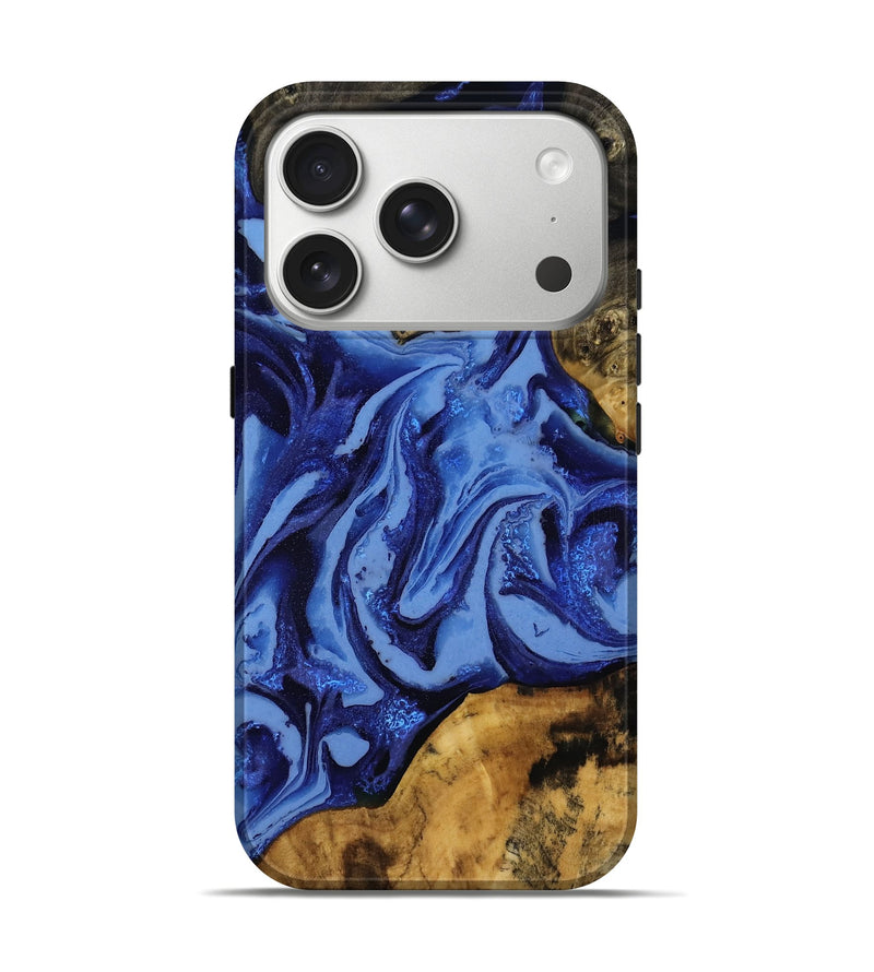 iPhone 17 Pro Wood Live Edge Phone Case - Alyvia (Blue, 808662)