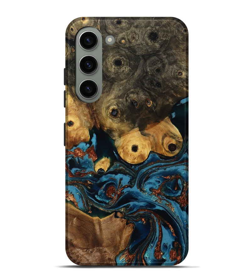 Galaxy S23 Plus Wood Live Edge Phone Case - Ainsley (Teal & Gold, 808663)