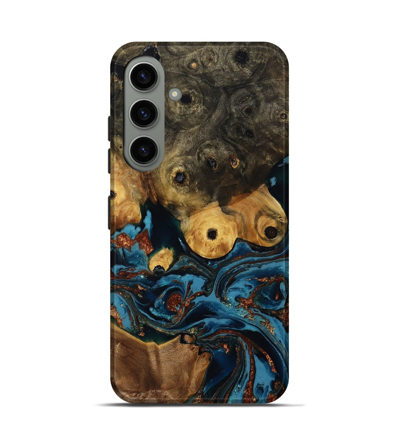 Galaxy S24 Wood Live Edge Phone Case - Ainsley (Teal & Gold, 808663)