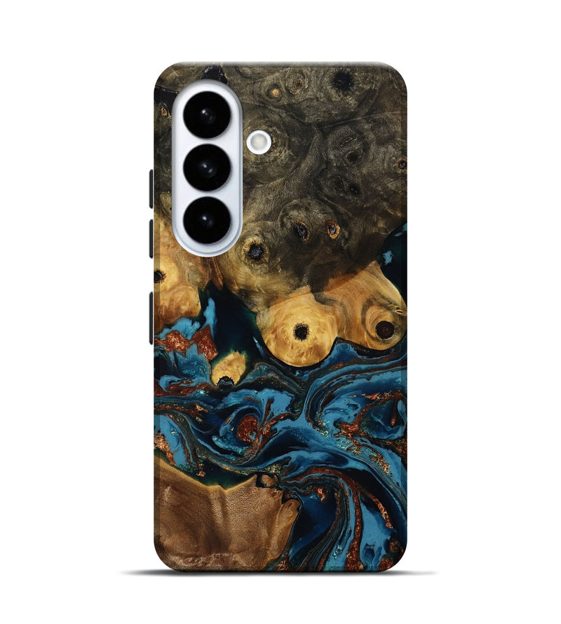 Galaxy S26 Wood Live Edge Phone Case - Ainsley (Teal & Gold, 808663)