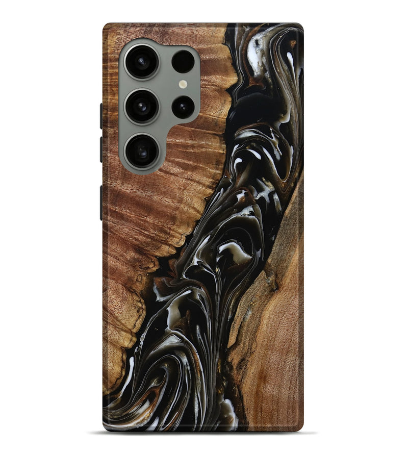 Galaxy S24 Ultra Wood Live Edge Phone Case - Julie (Black & White, 808667)