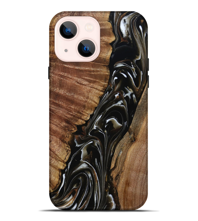 iPhone 14 Plus Wood Live Edge Phone Case - Julie (Black & White, 808667)