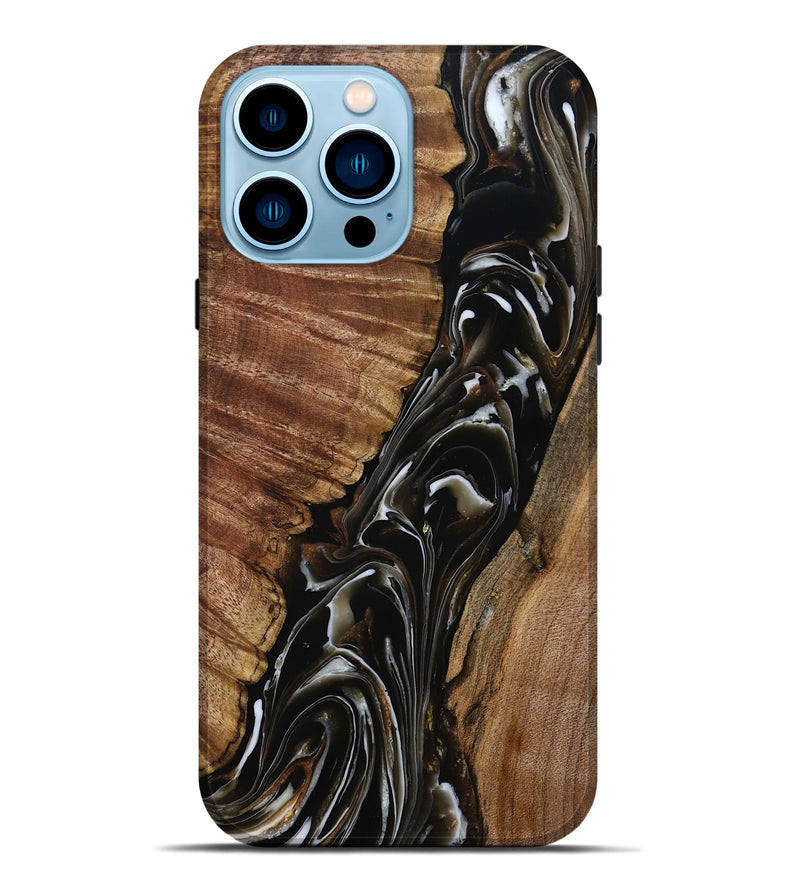iPhone 14 Pro Max Wood Live Edge Phone Case - Julie (Black & White, 808667)