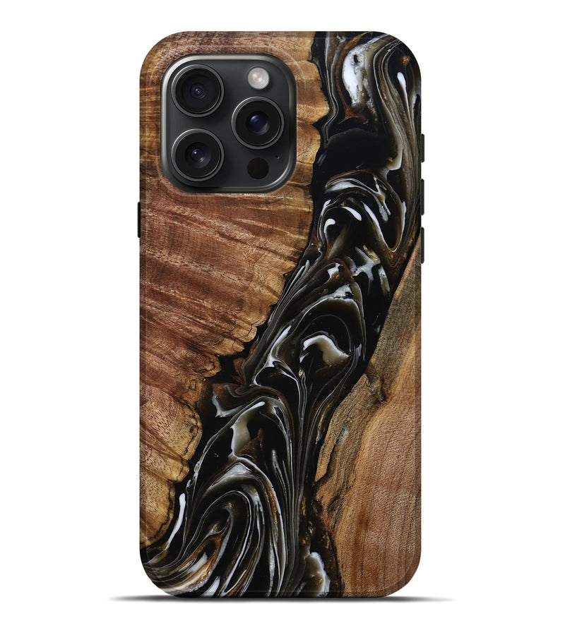 iPhone 16 Pro Max Wood Live Edge Phone Case - Julie (Black & White, 808667)