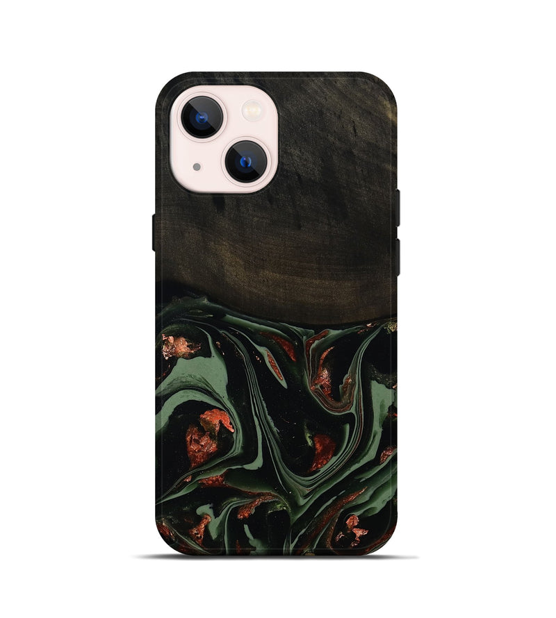 iPhone 13 mini Wood Live Edge Phone Case - Mollie (Green, 808673)