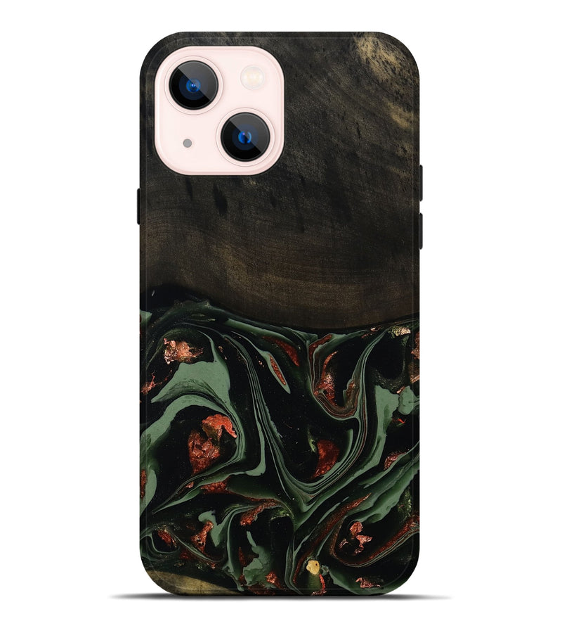 iPhone 14 Plus Wood Live Edge Phone Case - Mollie (Green, 808673)
