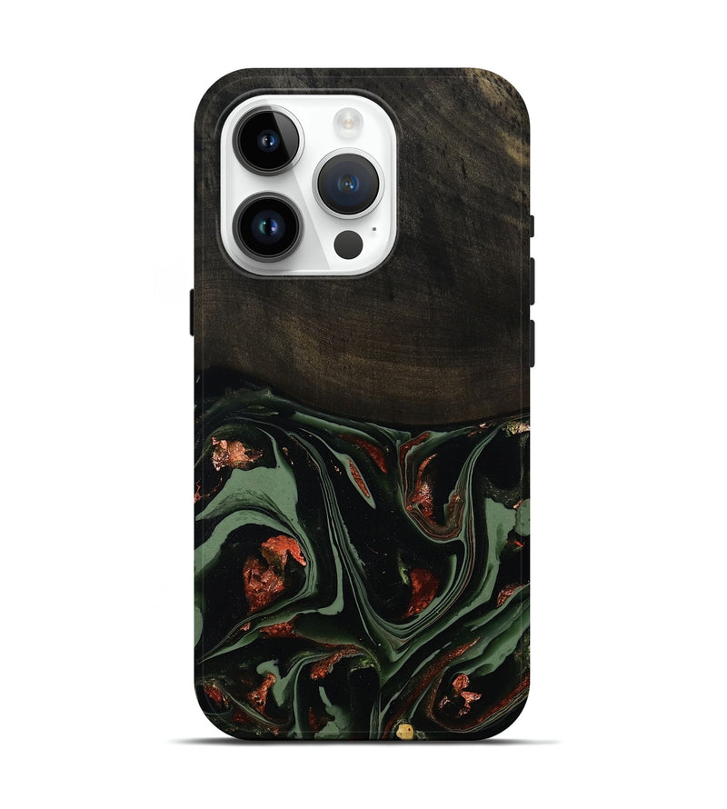 iPhone 15 Pro Wood Live Edge Phone Case - Mollie (Green, 808673)
