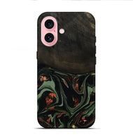 iPhone 16 Wood Live Edge Phone Case - Mollie (Green, 808673)