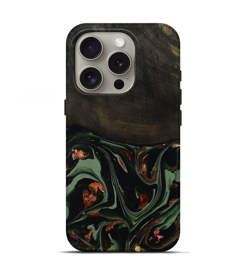 iPhone 16 Pro Wood Live Edge Phone Case - Mollie (Green, 808673)
