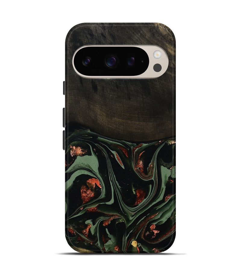 Pixel 9 Wood Live Edge Phone Case - Mollie (Green, 808673)