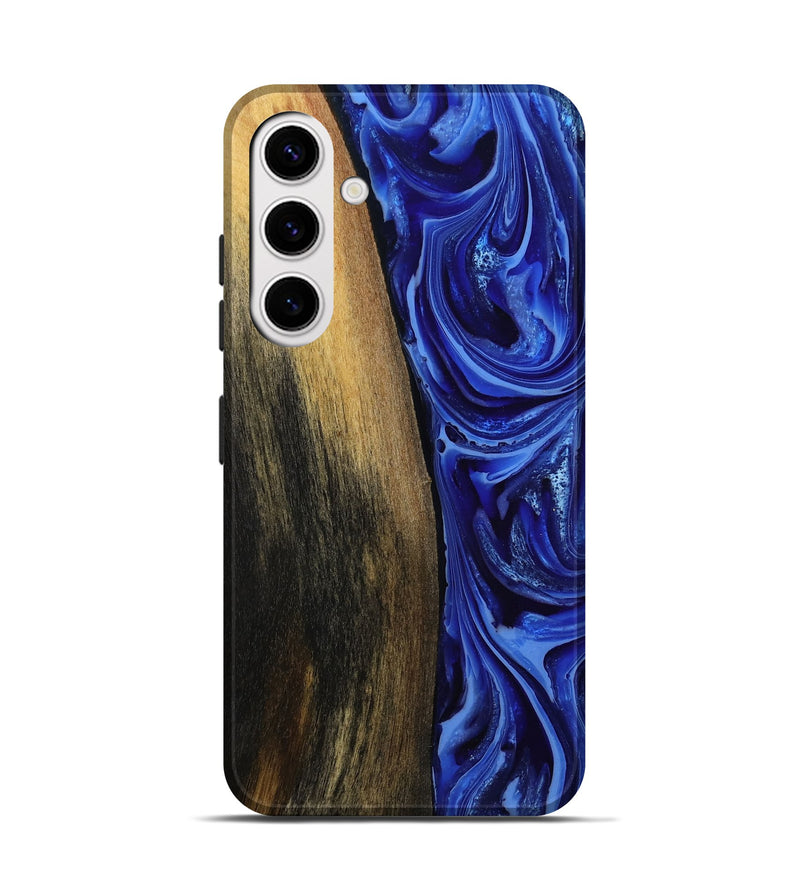 Galaxy S25 Wood Live Edge Phone Case - Zachery (Blue, 808675)