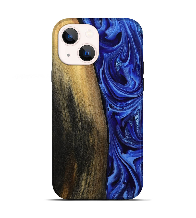 iPhone 13 Wood Live Edge Phone Case - Zachery (Blue, 808675)