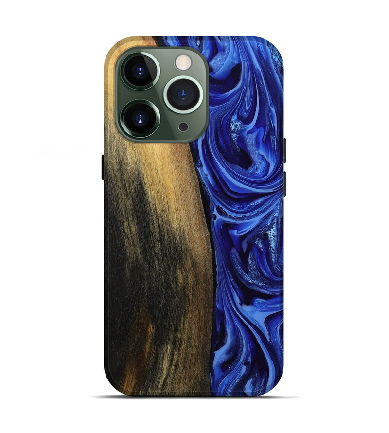 iPhone 13 Pro Wood Live Edge Phone Case - Zachery (Blue, 808675)