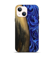 iPhone 14 Wood Live Edge Phone Case - Zachery (Blue, 808675)