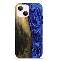 iPhone 14 Plus Wood Live Edge Phone Case - Zachery (Blue, 808675)