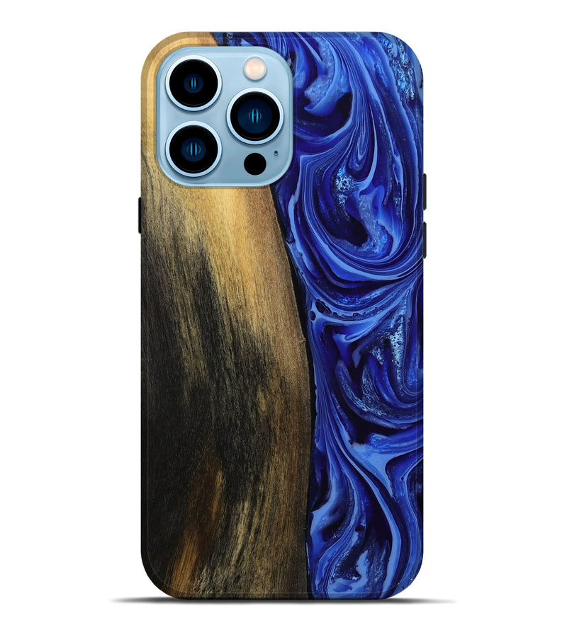 iPhone 14 Pro Max Wood Live Edge Phone Case - Zachery (Blue, 808675)