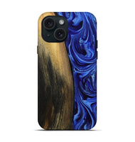 iPhone 15 Wood Live Edge Phone Case - Zachery (Blue, 808675)