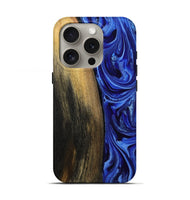iPhone 16 Pro Wood Live Edge Phone Case - Zachery (Blue, 808675)