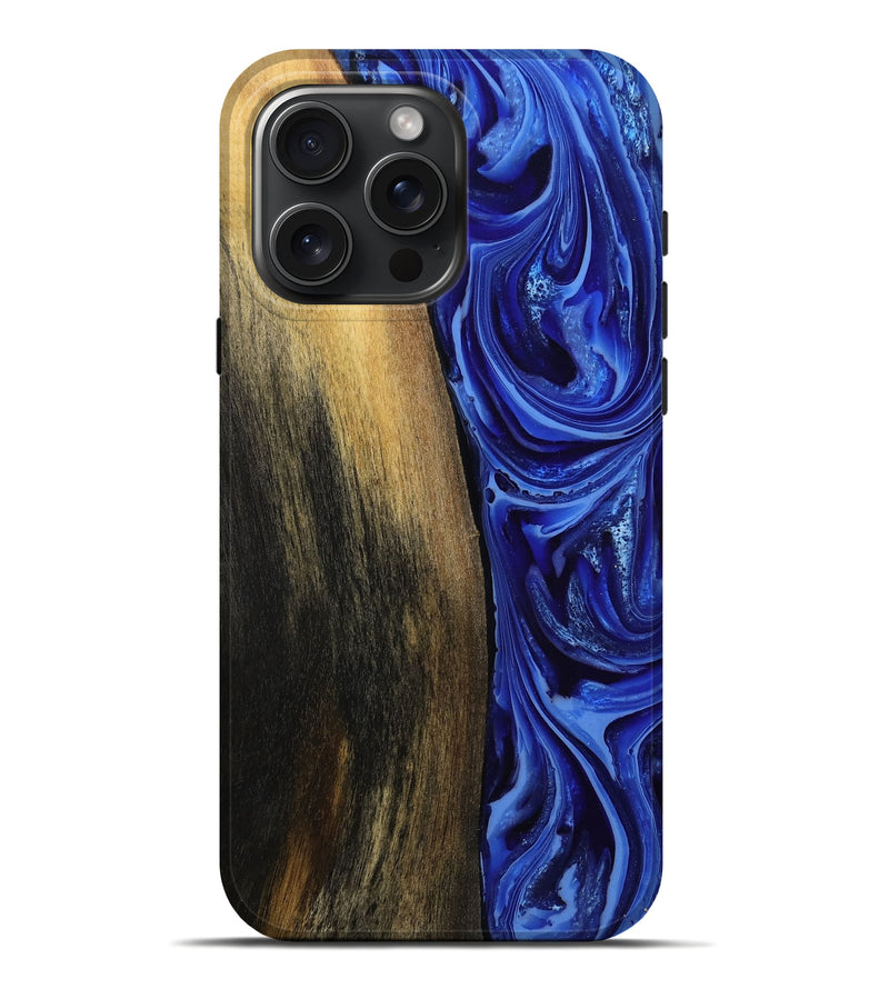 iPhone 16 Pro Max Wood Live Edge Phone Case - Zachery (Blue, 808675)