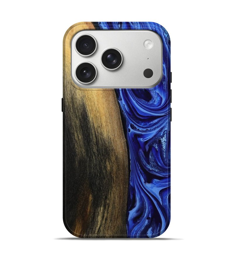 iPhone 17 Pro Wood Live Edge Phone Case - Zachery (Blue, 808675)