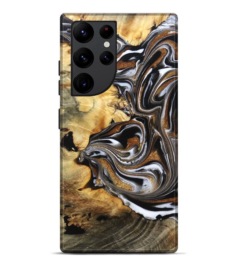Galaxy S22 Ultra Wood Live Edge Phone Case - Brice (Black & White, 808676)
