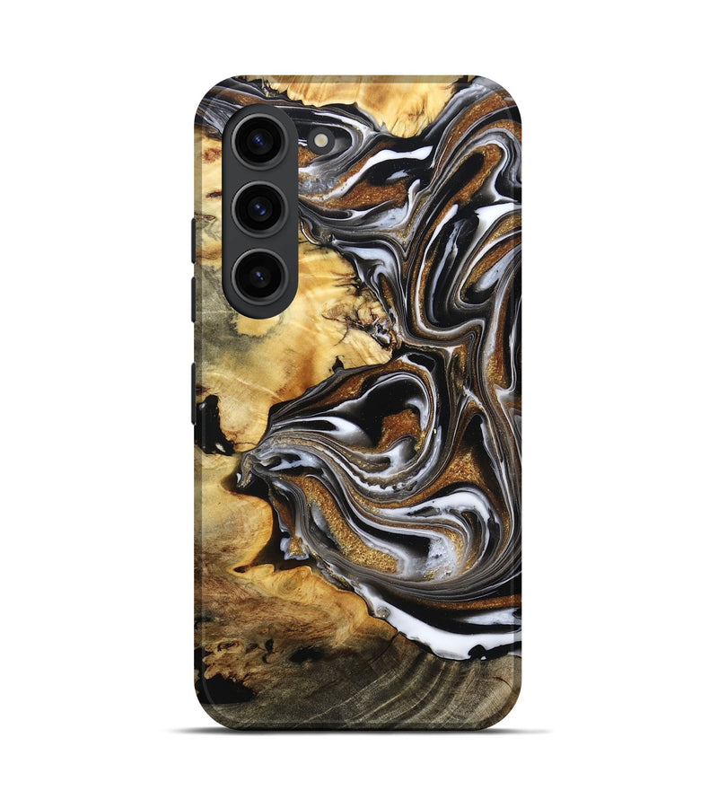 Galaxy S23 Wood Live Edge Phone Case - Brice (Black & White, 808676)