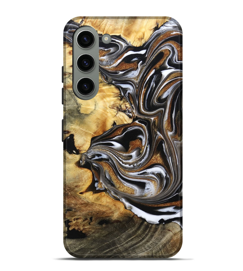 Galaxy S23 Plus Wood Live Edge Phone Case - Brice (Black & White, 808676)