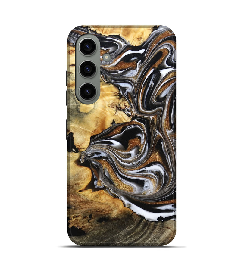 Galaxy S24 Wood Live Edge Phone Case - Brice (Black & White, 808676)