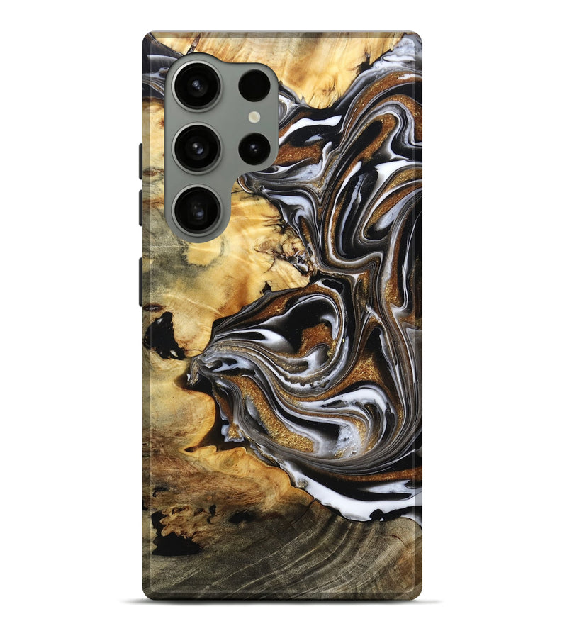 Galaxy S24 Ultra Wood Live Edge Phone Case - Brice (Black & White, 808676)