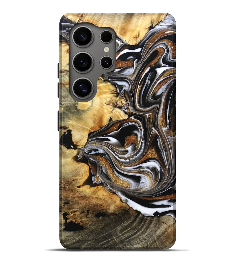 Galaxy S25 Ultra Wood Live Edge Phone Case - Brice (Black & White, 808676)