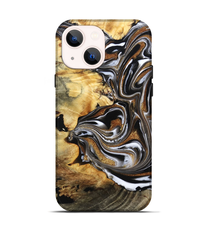 iPhone 14 Wood Live Edge Phone Case - Brice (Black & White, 808676)