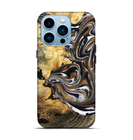 iPhone 14 Pro Wood Live Edge Phone Case - Brice (Black & White, 808676)