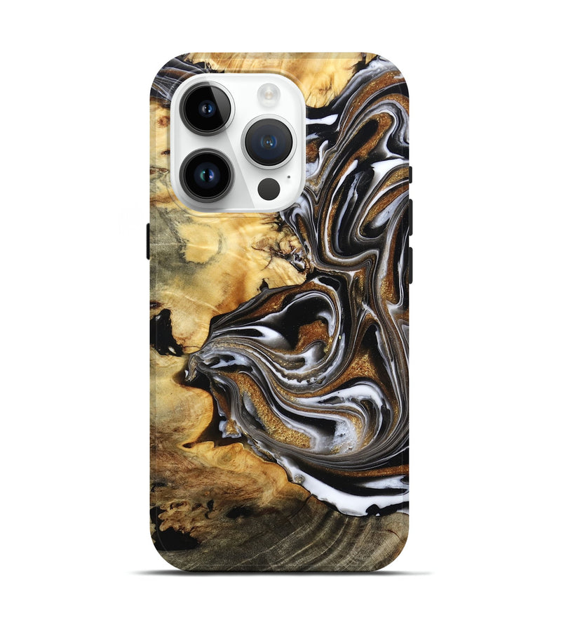 iPhone 15 Pro Wood Live Edge Phone Case - Brice (Black & White, 808676)