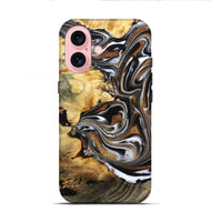 iPhone 16 Wood Live Edge Phone Case - Brice (Black & White, 808676)